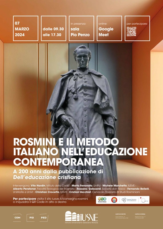 CONVEGNO ROSMINI E IL METODO ITALIANO NELL’EDUCAZIONE CONTEMPORANEA A 200 anni dalla pubblicazione di Dell’educazione cristiana